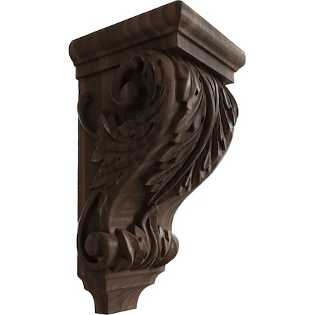 Ekena Millwork 5"W x 5"D x 10"H Medium Acanthus Wood Corbel, Walnut CORW05X05X10ACWA